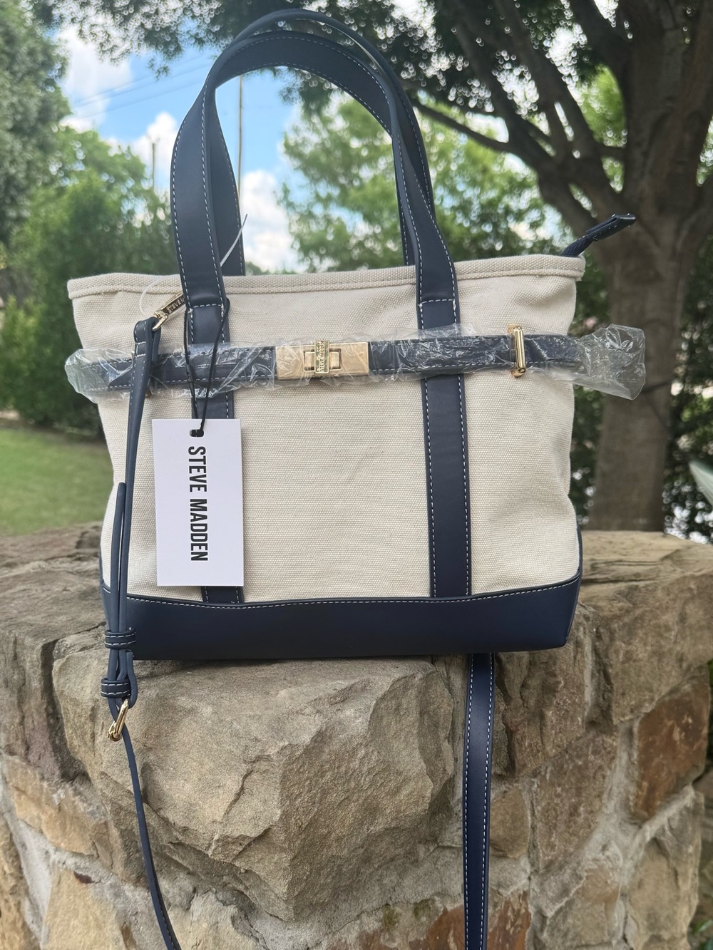 Steve Madden Navy BPorter Mini Canvas Tote